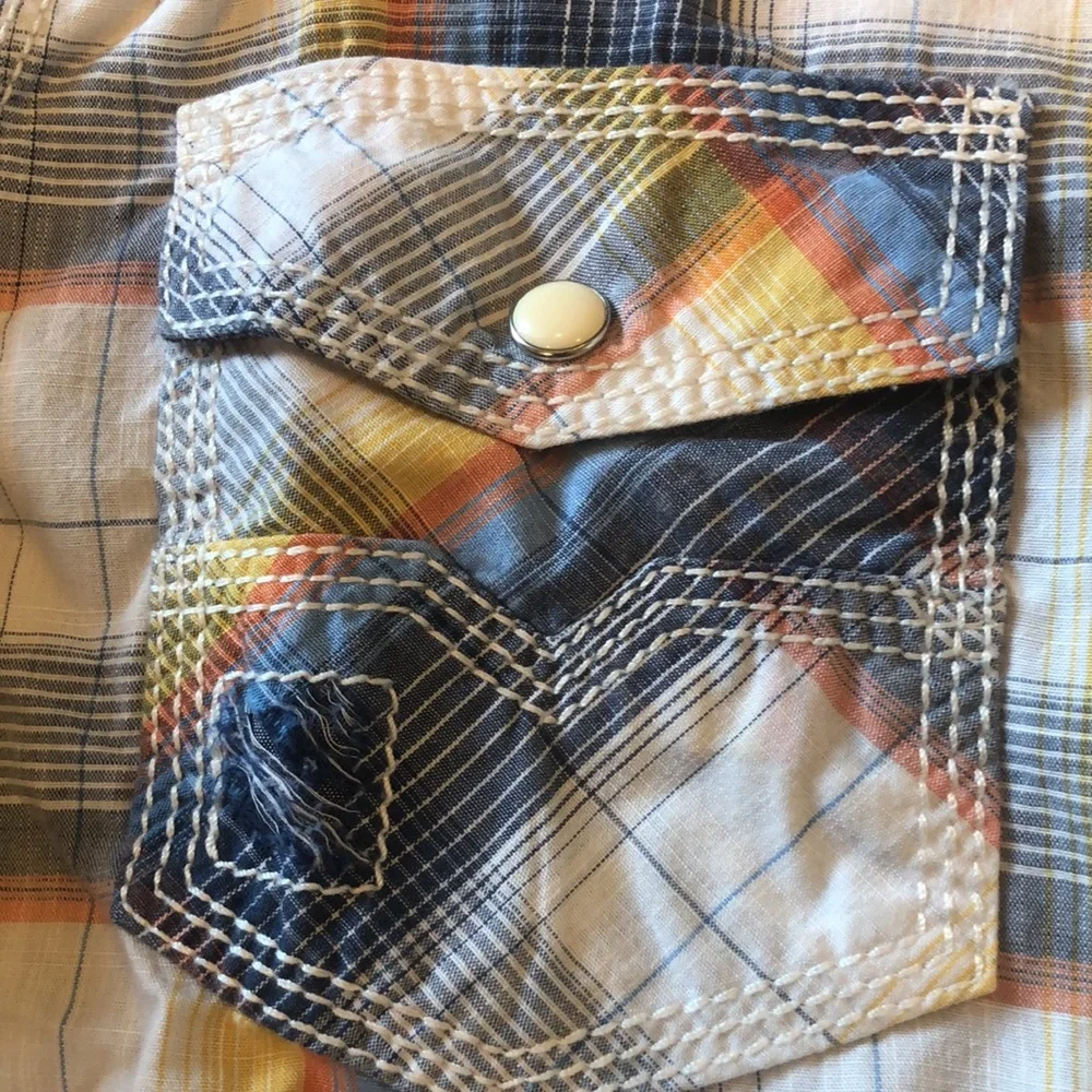 BKE Vintage boys long sleeve snap up plaid shirt - Picture 3 of 10